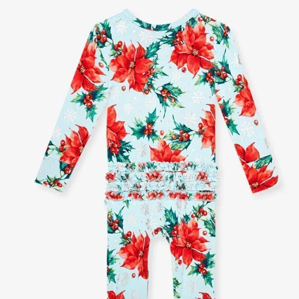 NWT Posh Peanut Winter Lily Footie Ruffled Zippered One Piece - Picture 3 of 4
